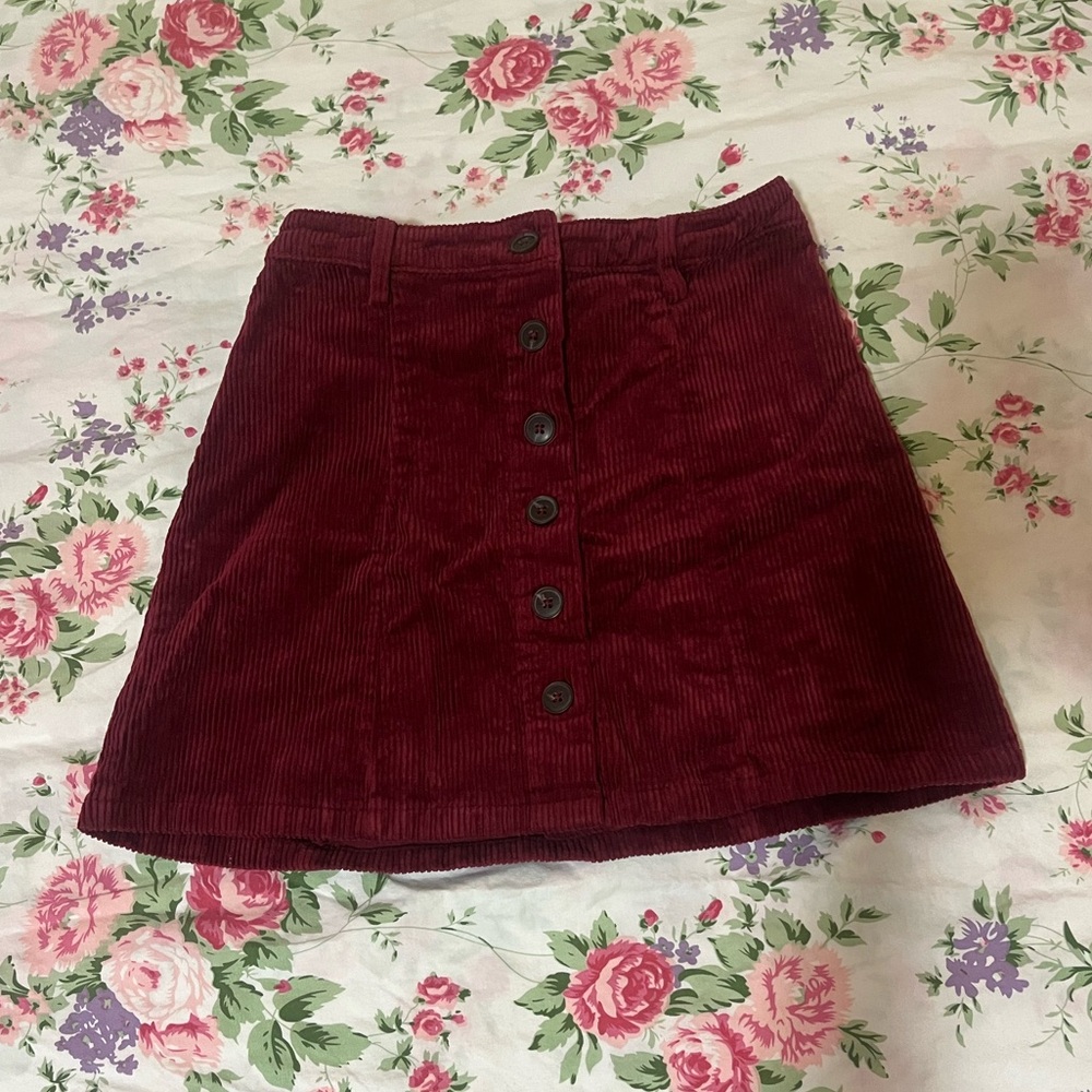 Forever21 Corduroy Maroon Mini Skirt Size S